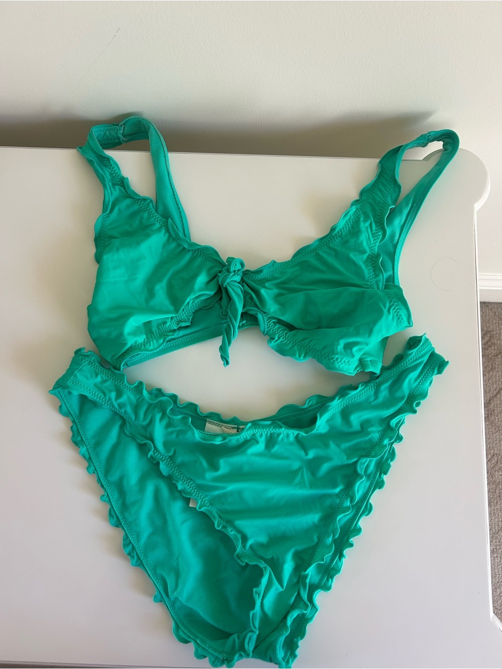 Ruffly green bikini